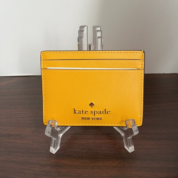 Kate Spade Madison Saffiano Leather Slim Cardholder in Yellow Daffodil New - Picture 1 of 6